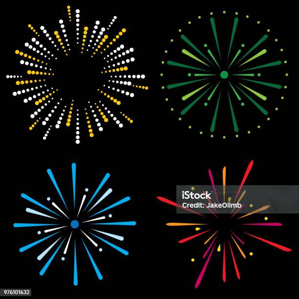 Fireworks Icon Set Stock Illustration - Download Image Now - Firework - Explosive Material, Firework Display, Vector
