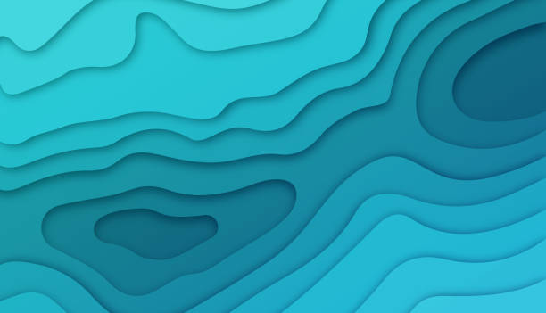 Deep Blue Layers Deep blue layers abstract water background concept. contour line stock illustrations