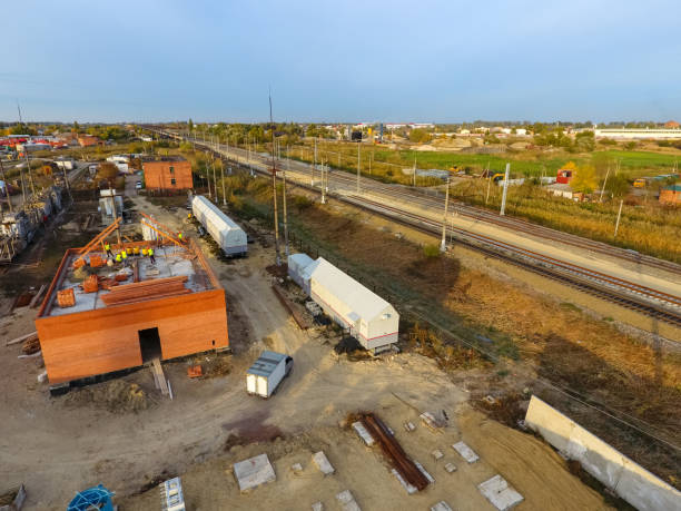 istock Construction of a transformer substation near the railway. 976147610