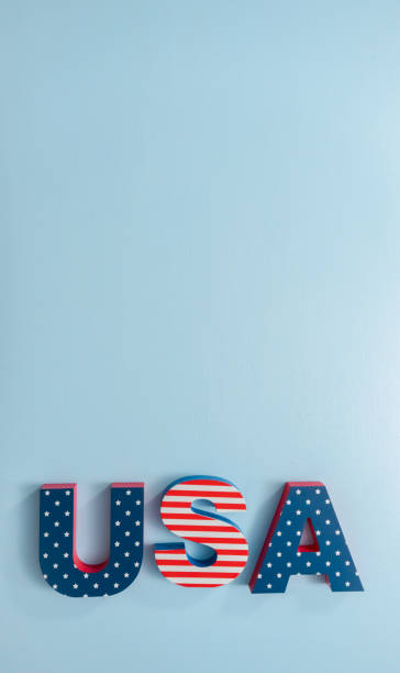 istock Painted USA sign with white, red and blue on blue background. 976155888