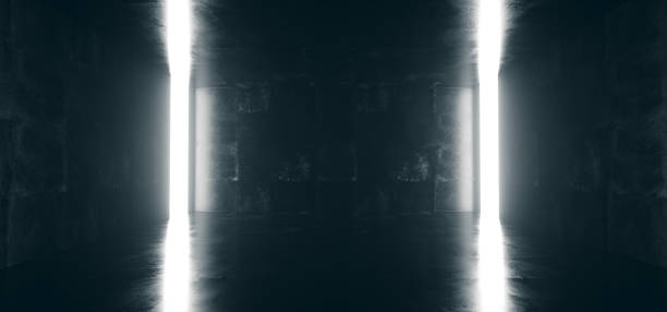 istock Empty High Detailed Concrete Grunge Looking Room With Light Stripes And Reflections.3D Rendering 976172678