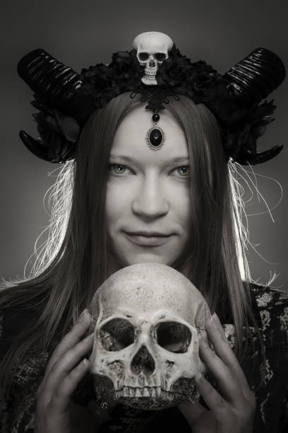 istock Horned girl with skull 976194270