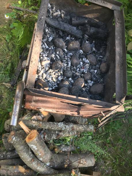 istock Potatoes in coals in grill 976208626