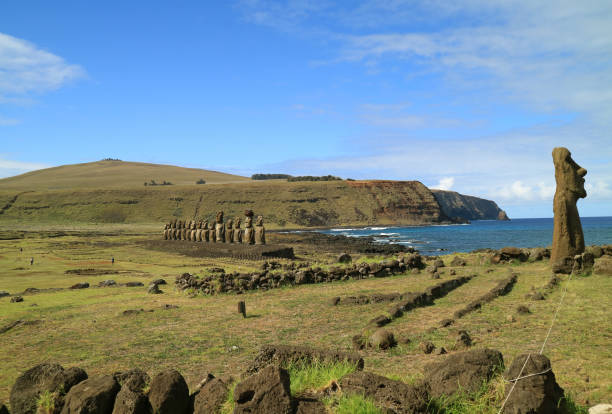 istock Ahu Tongariki, the largest Ahu on Easter Island with Pacific ocean on its back, Chile, South America, UNESCO World Heritage, Archaeological Site 976228994