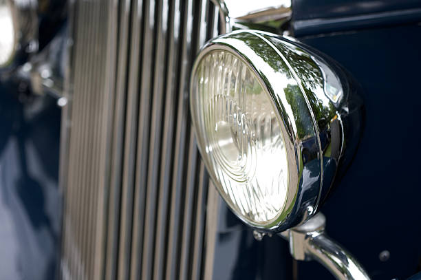 istock Headlamp on Blue Vintage Car 97623761