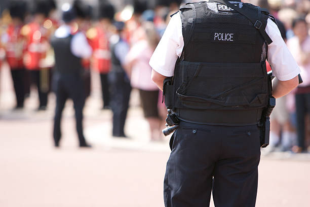 polícia armados fora palácio de buckingham - honor guard buckingham palace protection london england imagens e fotografias de stock