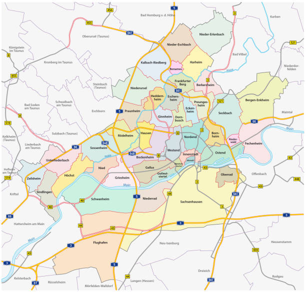 Mapa Frankfurt Y Alrededores De Milan Frankfurt Am Main Road And Political Map 
