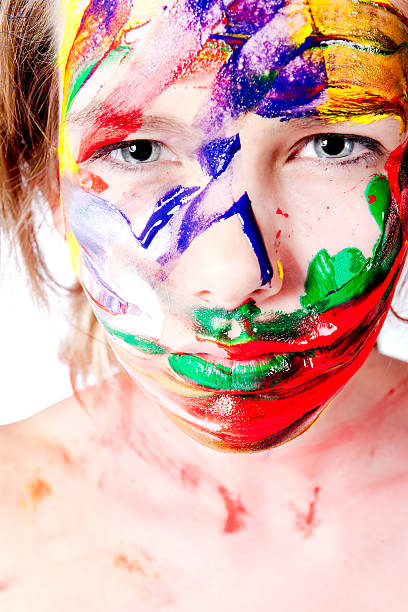 istock Looking at you with paint smeared on my face 97628155