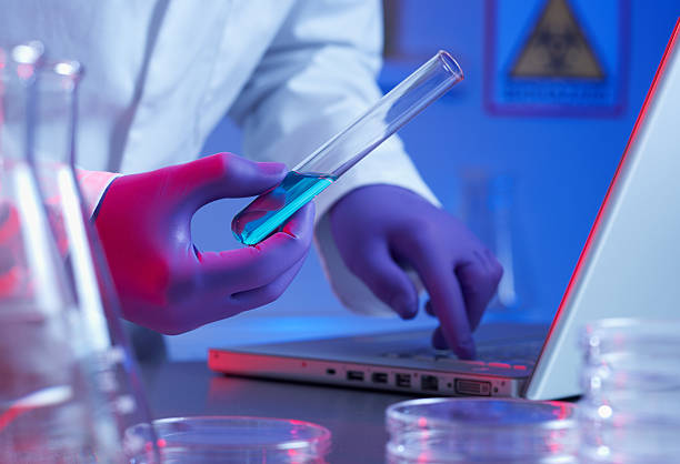 Close up of biotechnology research stock photo