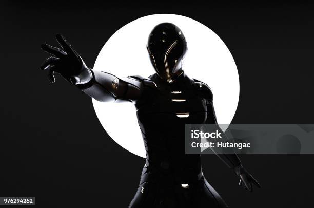 Super Hero Character Stock Photo - Download Image Now - Black Color, Robot, Helmet