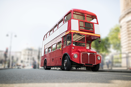 London Old Bus isolated with clipping path. White Background