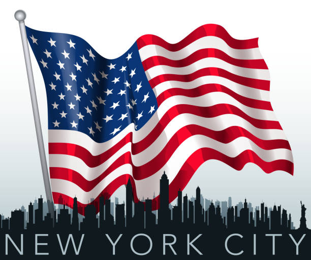 celebration city drawn of vector celebration city.This file has been used illustrator cs3 EPS10 version feature of multiply. american flag house stock illustrations