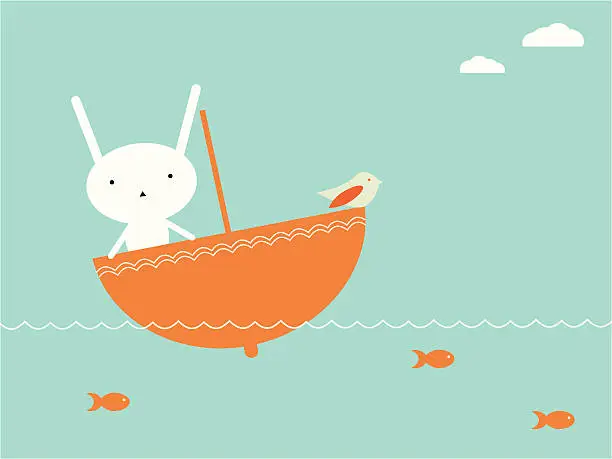 Vector illustration of Bunny traveling