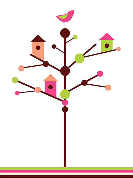 Birdhouses vector art illustration