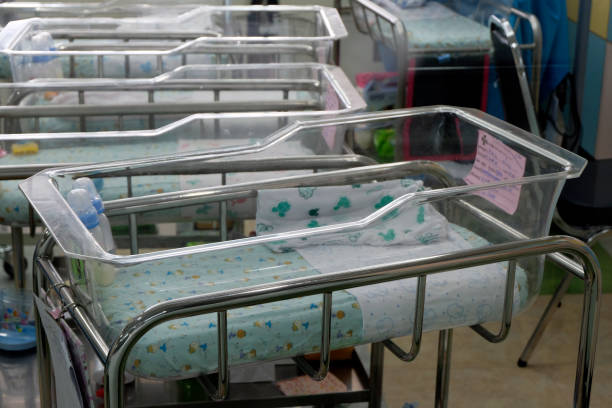 istock Newborn infant incubator boxes in a hospital corridor 976351606