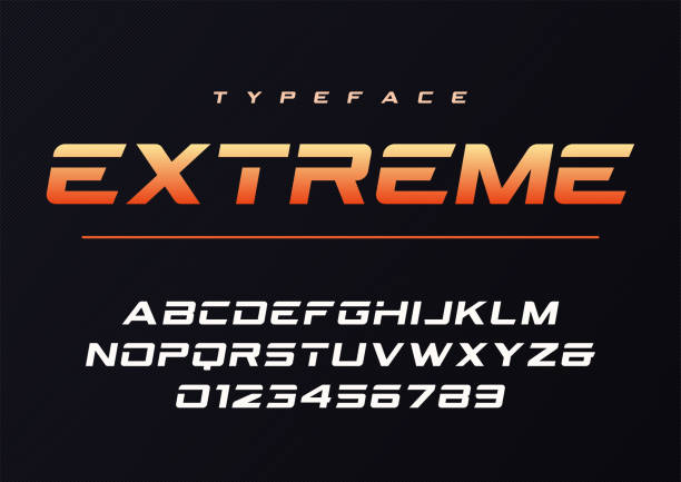 Extreme trendy futuristic and sports font design, alphabet, type Extreme trendy futuristic and sports font design, alphabet, typeface, typography extreme sports stock illustrations