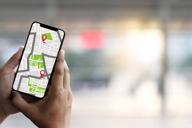 istock GPS Map to Route Destination network connection Location Street Map with GPS Icons Navigation 976370182