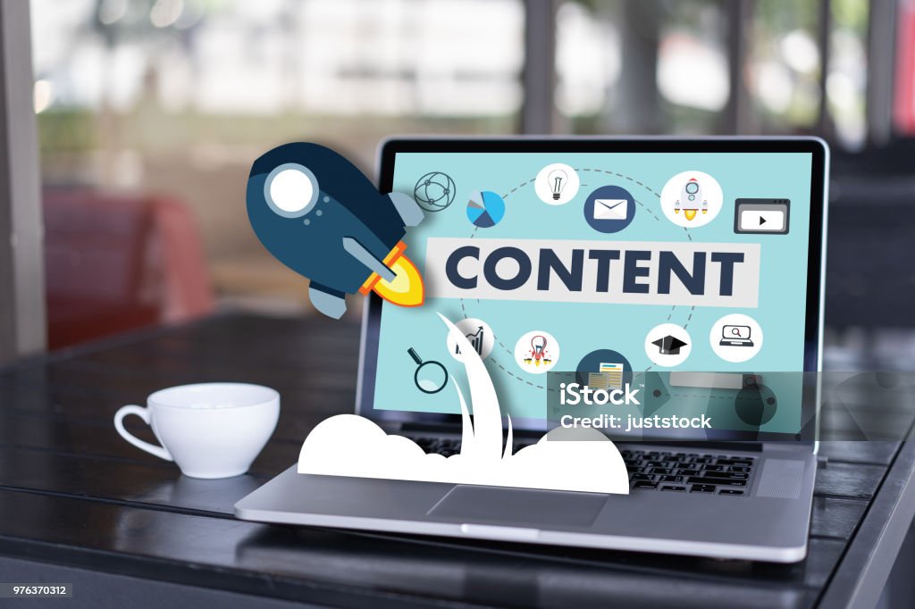 content marketing Contenuti Blog Media Publication Information Vision Concept - Foto stock royalty-free di Contento