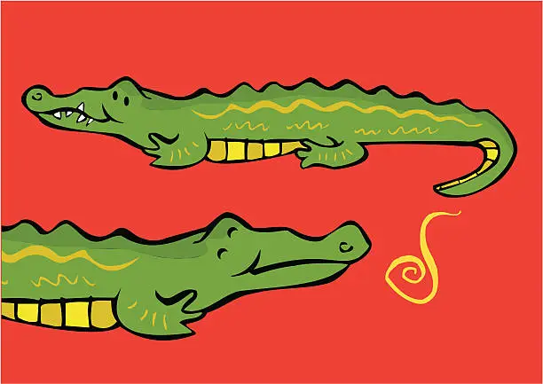 Vector illustration of Smiling crocodile out of the jungle