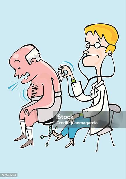 Vetores de Médicos Preocupados Com A Tosse E Frios De Um Paciente e mais imagens de Bronquite