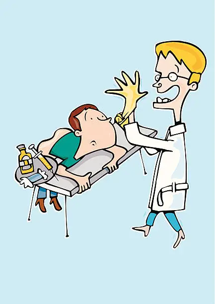 Vector illustration of Doctor prepared to give a patient an injection