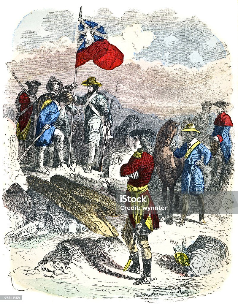 Plantando a bandeira em Fort Duquesne, 1758 - Royalty-free Antigo Ilustração de stock