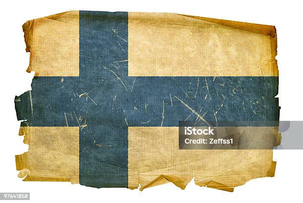 Ilustración de Finlandia Bandera Edad Aislado Sobre Fondo Blanco y más Vectores Libres de Derechos de Anticuado