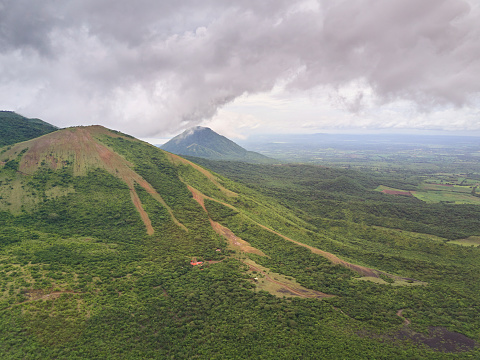 Aerial lnadscape of Nicaragua country. Jungle in landscape mountain of central america