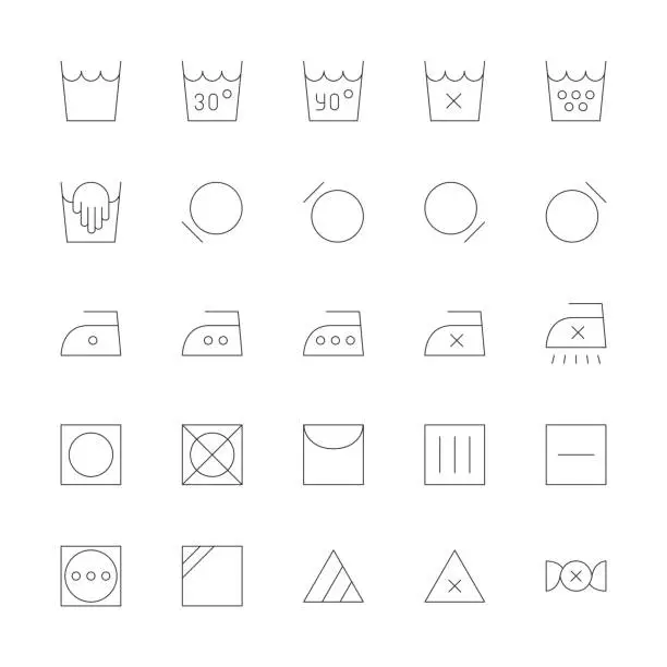 Vector illustration of Laundry Sign Icons - Ultra Thin Line Series
