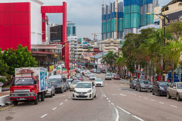 Street In Johor Bahru Johore Malaysia Johor Bahru, Malaysia - 21 June 2017. Jalan Ungku Puan is a street in Johor Bahru Malaysia. johor photos stock pictures, royalty-free photos & images