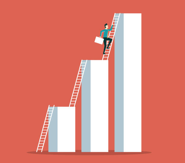 이동-사업가 - ladder clambering struggle reaching stock illustrations