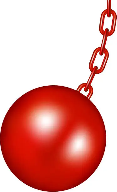 Vector illustration of Wrecking ball in red design