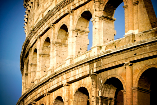 The Colosseum also known as the Flavian Amphitheatre is an famous amphitheatre in the centre of Rome, Italy.