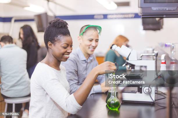 College Students In Lab Two College Students Doing Experiment In The Science Lab Stock Photo ...