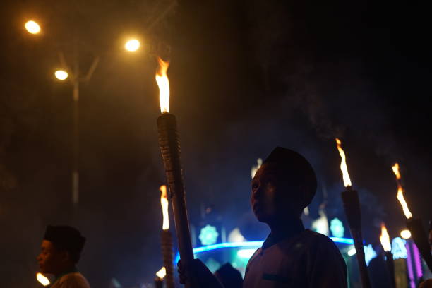 Banda Aceh, Aceh / Indonesia - June 14 2018: Indonesian Muslim having a night takbir before celebrating of Eid Mubarak/Eid ul-Fitr, Banda Aceh, Indonesia