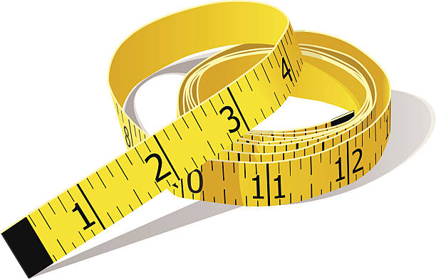 ilustrações de stock, clip art, desenhos animados e ícones de amarelo fita métrica em polegadas - tape measure