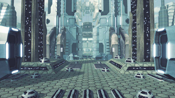 istock Futuristic scifi city with spaceships. 3D rendering 976529278