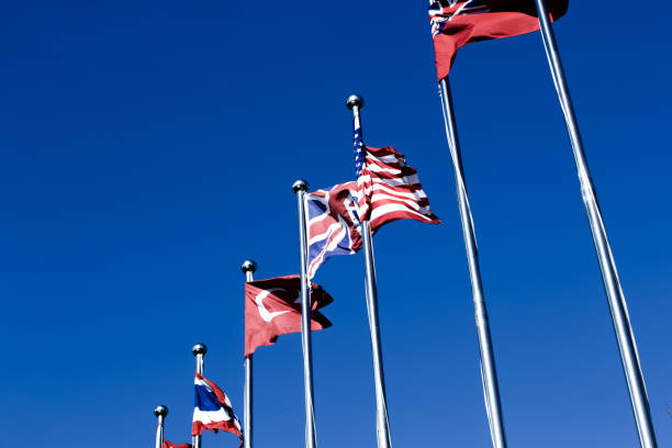 istock International flags under the blue sky 976531928
