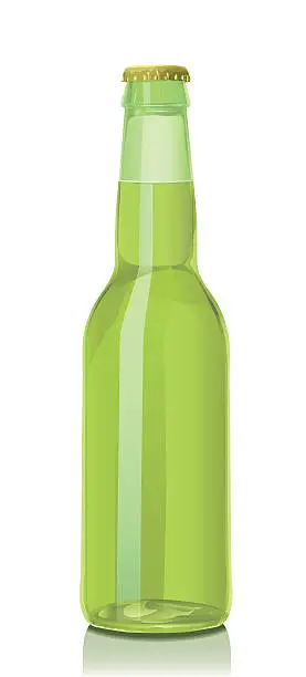 Vector illustration of Bottle of beer from green glass and a metal cover.