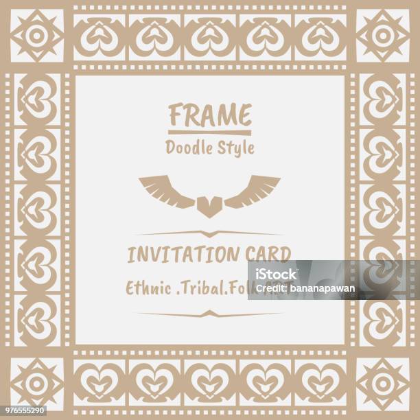 Abstract Tribal Ethnic Pattern Style Vector Frame Stock Illustration - Download Image Now