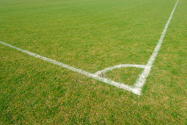 istock Soccer field corner kick area 97656306