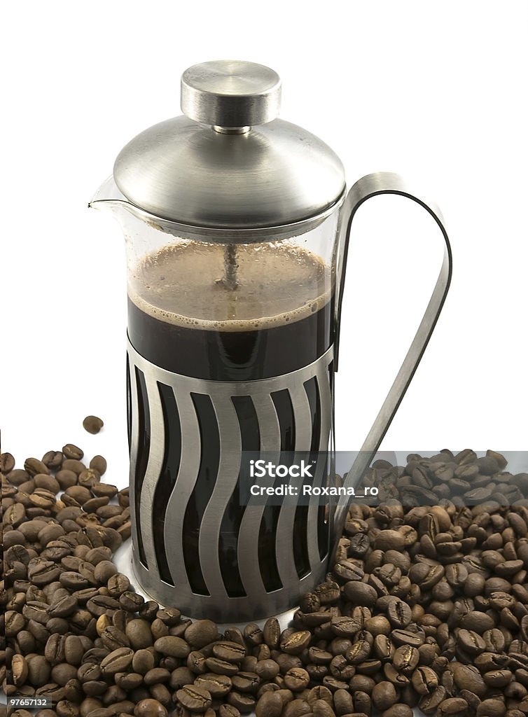 French press con caffè - Foto stock royalty-free di Argentato