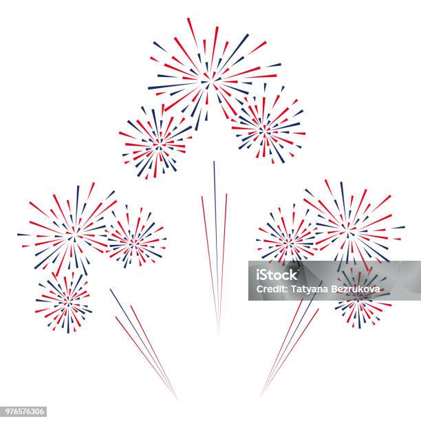 Vetores de Fogos De Artifício Para Celebrar Em Um Fundo Branco Ilustração Em Vetor e mais imagens de Fogos de Artifício - Objeto manufaturado