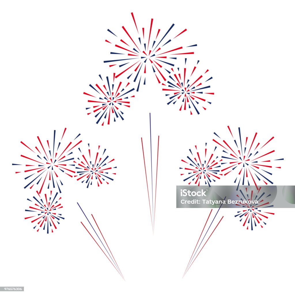 Celebratory fireworks on a white background. Vector illustration. Celebratory fireworks on a white background. Vector illustration Firework - Explosive Material stock vector