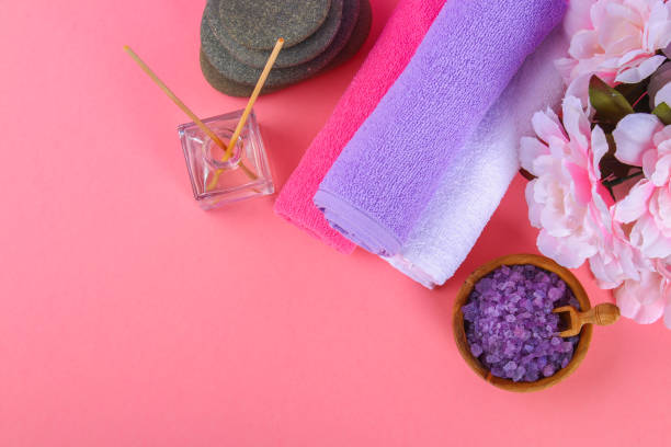 istock Beautiful spa composition with spring flowers on table close up 976579342