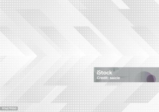 Grey And White Tech Arrows Abstract Background Stock Illustration - Download Image Now - Backgrounds, Arrow Symbol, Pattern