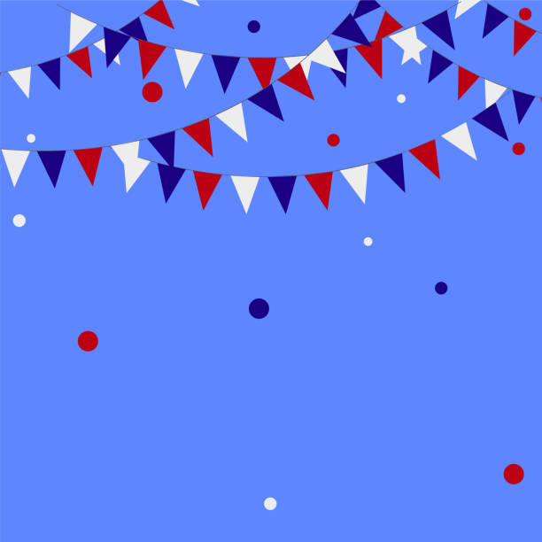 istock Festive garlands of red blue flags on a white background. 976588370