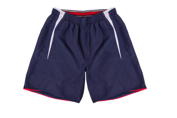 istock Sporty blue shorts isolated on white background 976592090