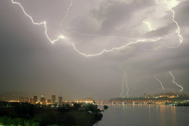 istock Night storm over the city. 976600964