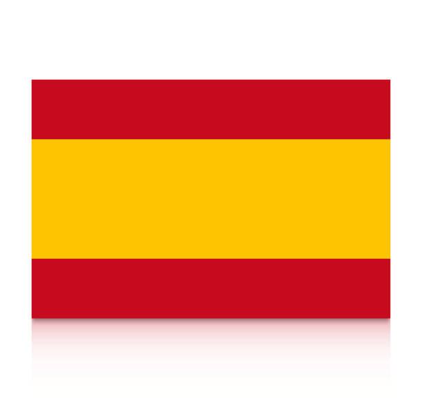 istock Spain flag without coat of arms icon with reflection isolated on white background. 976601418